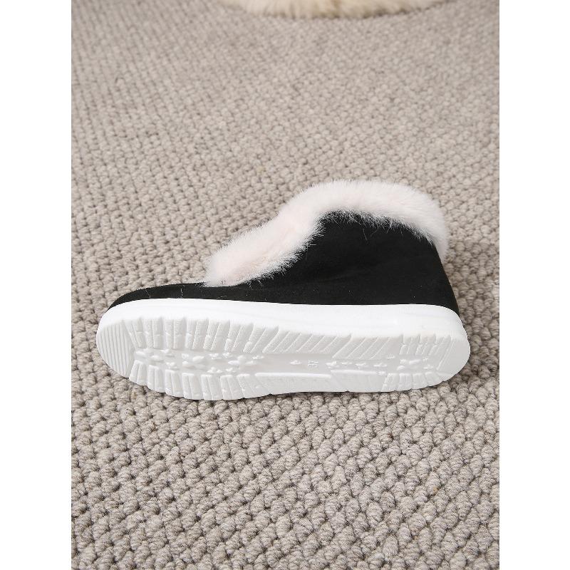 Women's Plus Size New Autumn Winter Short Ankle Snow Boots with Furry Cuffs Fleece-Lined Thickened Warm Cotton Boots