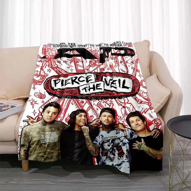 Pierce The Veil Band Printed Flannel Blanket Soft Kid Warm Plush Throw Blanket for Bed Bedroom Sofa Bed Picnic Blanket Fan Gift