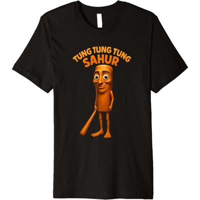 Tung Tung Sahur Italienisches Gehirnfäule Meme Seltsamer Humor Premium T-Shirt