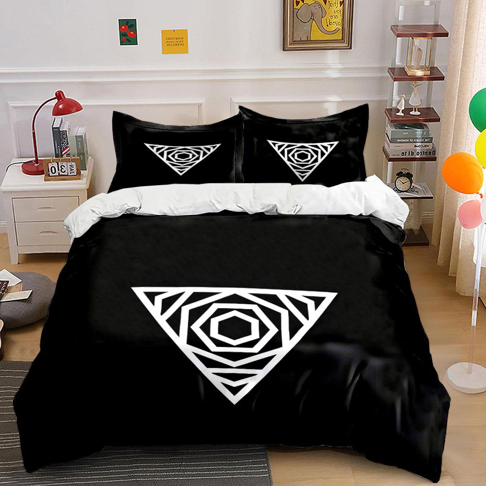 Geometric Triangle Three-Piece Decor Set Soft Comfortable Duvet Cover Bedding Set Included 1*Duvet Cover & 2*Pillowcases, Gift