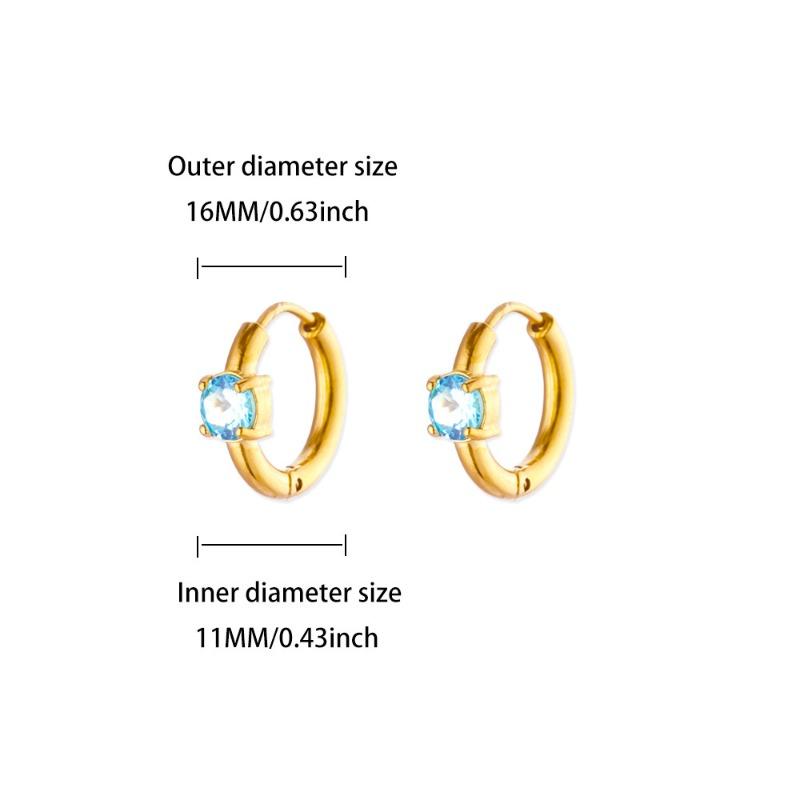 Hot Sale Fashion December Colored Birthstone Earrings Ladies Gold Stainless Steel Premium Earrings Temperament