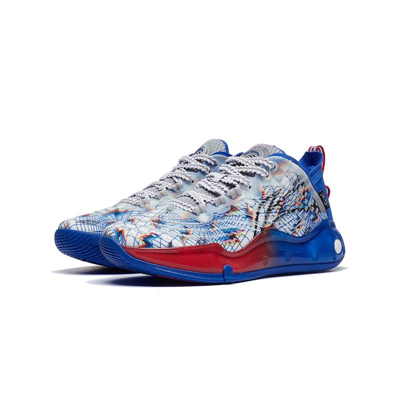 Li Ning Youth Pioneer Team 3.5 Casual Versatile Anti-Kick Wear-Resistant Low-Top Basketball Shoes Kids Basketball Shoes White Blue YKBT040-1
