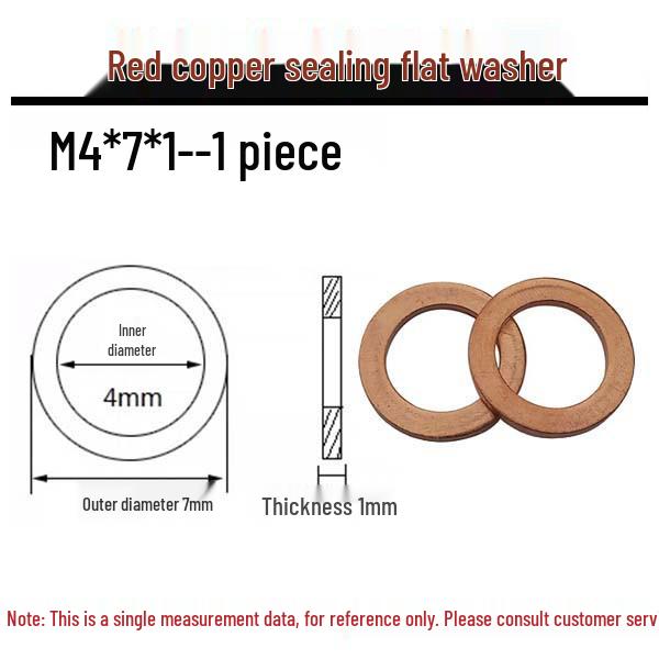 Annealed Red Copper Gasket Washer Pad for Sealing Fastener, M4-M34