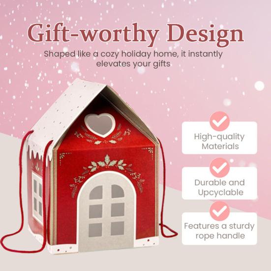 Cutie Cadou Căsuță Minunată de Crăciun Ambalaj Reutilizabil cu Tematică de Casă de Vacanță Cutie Decorativă de Păstrat Suveniruri Decorațiune de Iarnă pentru Casă