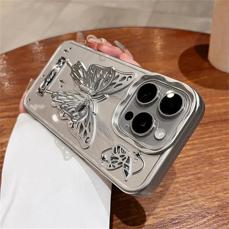 

Матовый чехол-подставка с рисунком бабочки для iPhone 15Pro 15 14 13 Pro Max, противоударный противоударный чехол с невидимым кронштейном для iPhone 12 ProMax iPhone 13