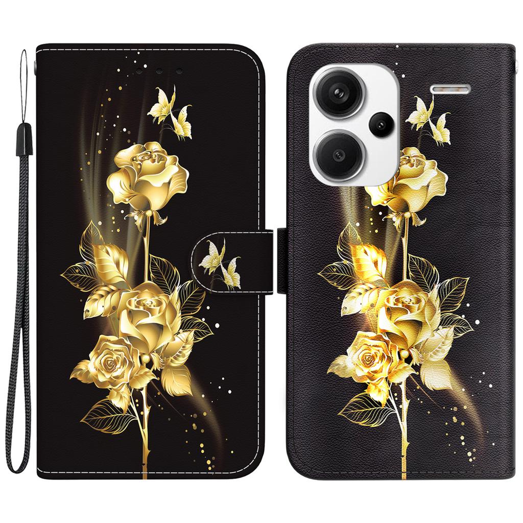 For Xiaomi Redmi Note 13 Pro+ 5G Phone Case Pattern Printing Cover Stand Wrist Strap