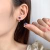 Blue Zircon Flower Curved Hook Earrings Elegant Niche High End Studs Fashion Jewelry