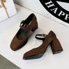 Fashion New Fashion High Heels Womes Pumps Autumn Thick Heel Work Shoes Versatile High Heel Shoes Black Fashion Women Shoe Zapatos Mujer