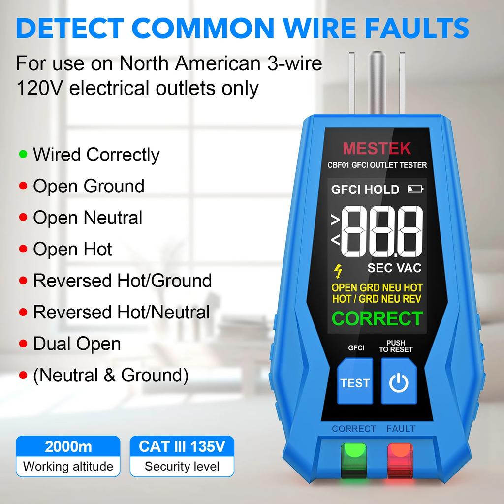 Circuit Breaker Finder & GFCI Outlet Tester with Digital LCD Display,US Plug Electrical Circuit Tracer Tool for Electricians/DIY