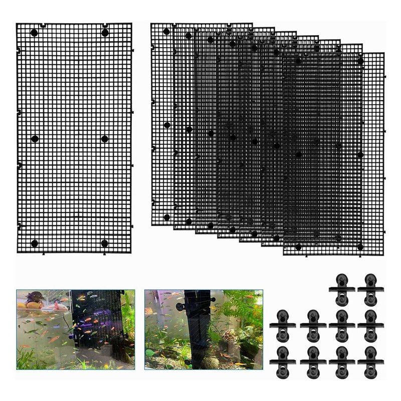 ABWR-DIY Adjustable Aquarium Divider With 8Pcs Fish Tank Divider 10 Pcs Suction Cups Bottom Fish Tank Isolation Board Filter
