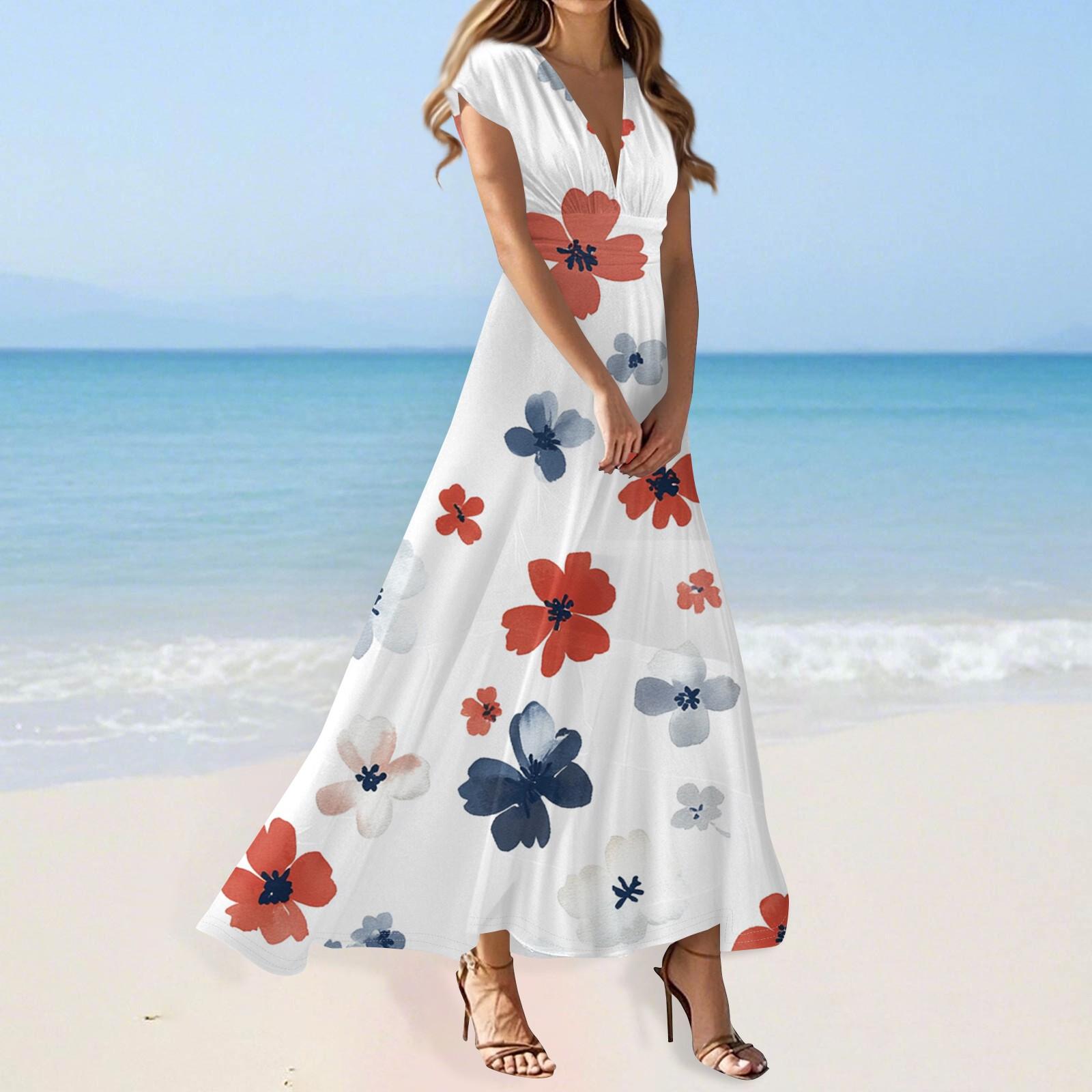 

Платье в стиле бохо для женщин, повседневное, свободного кроя, летнее платье с карманом XL красный