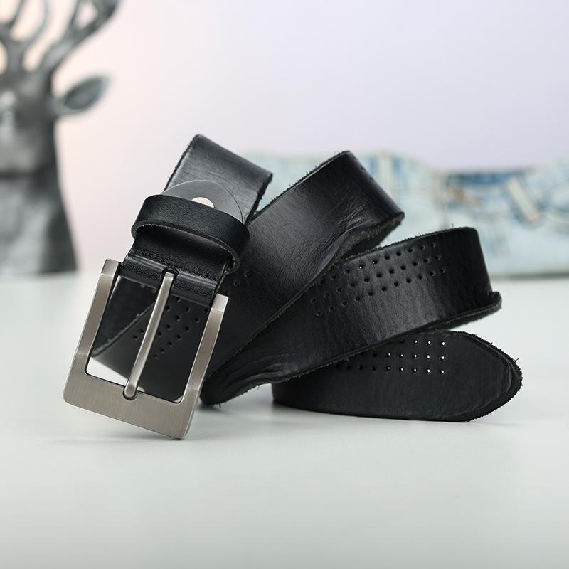 Belt Men'S Leather Pin Buckle First Layer Scalper Fashion Washed Belt Casual Light Personality Men'S Trend Belt