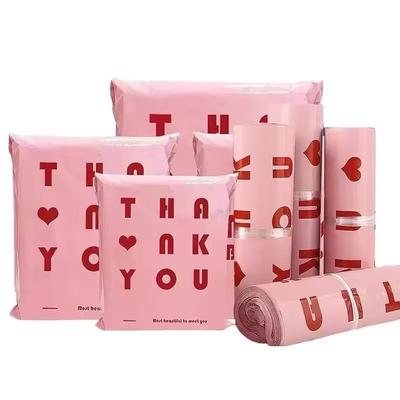 100Pcs Pink Thank-You Express Delivery Bags, Waterproof And Durable Shopping Bags, Clothing Gift Packaging Logistics Bags