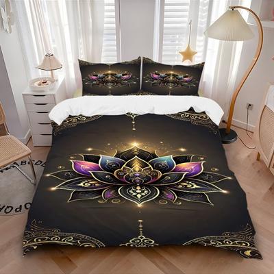 3pcs Lotus Mandala Bedding Set: Perfect for Bedroom or Guest Room. Soft and Comfortable with No Core Included Yy251009261