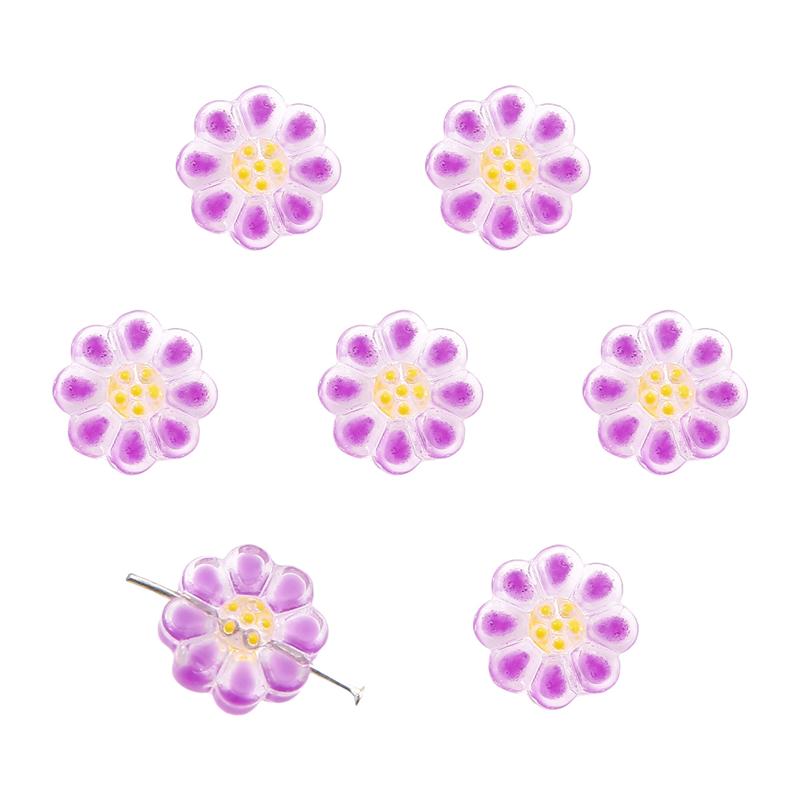 Crystal Glass Transparent Hand-painted Oil Dripping Flower Beads for DIY