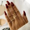 Sada prstenů s českým zlatým řetízkem pro ženy Fashion Boho Coin Snake Moon Rings Dárkové šperky Party Trend