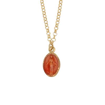 [R5496] - Artisanal Silver Necklace 'Virgin Mary' Rose Gold - 10x7 Mm