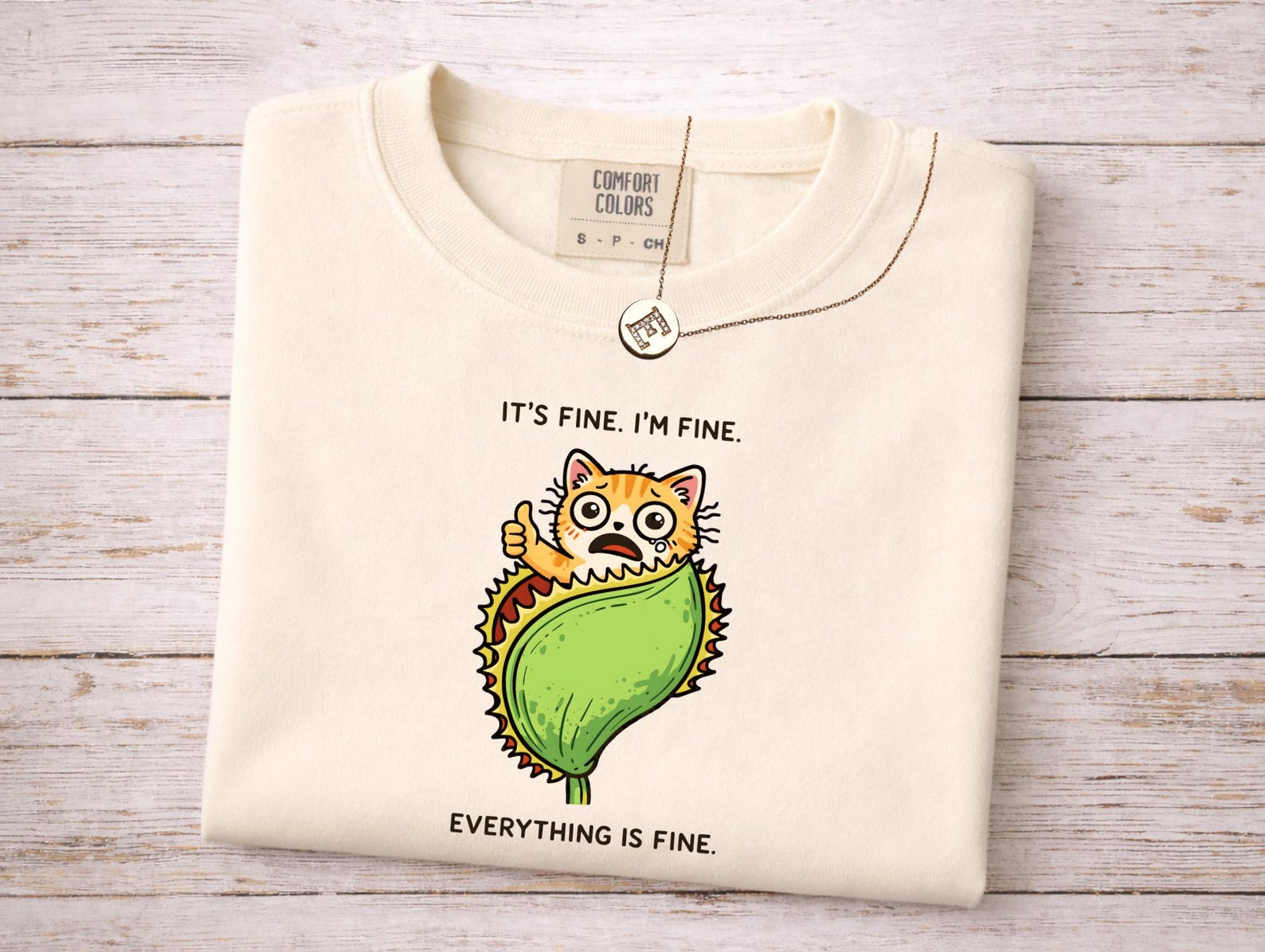 Its Fine Im Fine Shirt – Funny Cat Meme T-Shirt, Everything Is Fine Tee, Anxiety Humor Shirt 3XL