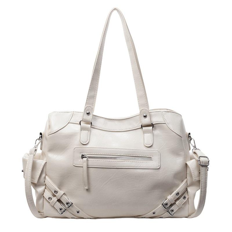 

Korean Style Niche Super Cool Motorcycle Bag For Women 2026 New Trend Large Capacity Tote Bag Daily Commute Fashi Purse білий