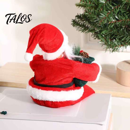 Decorative Santa Claus for Party Plush Figurine, 11.81 Inch Christmas Sitting Fabric Decorations Doll Holiday Home Decoration And Festive Scene