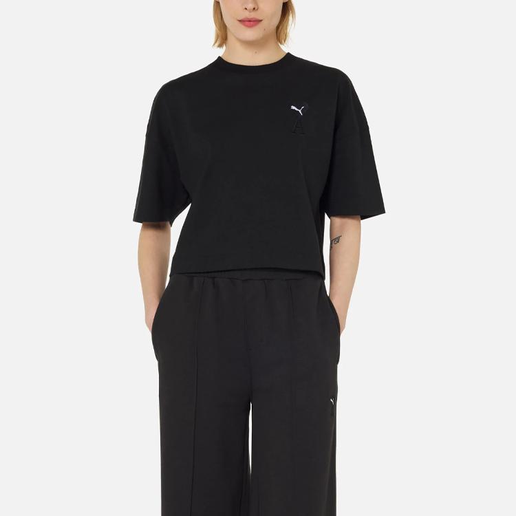 Puma X Amiparis Love Heart Logo Kurzes Crop T-Shirt Damen Tops Schwarz 534073-01