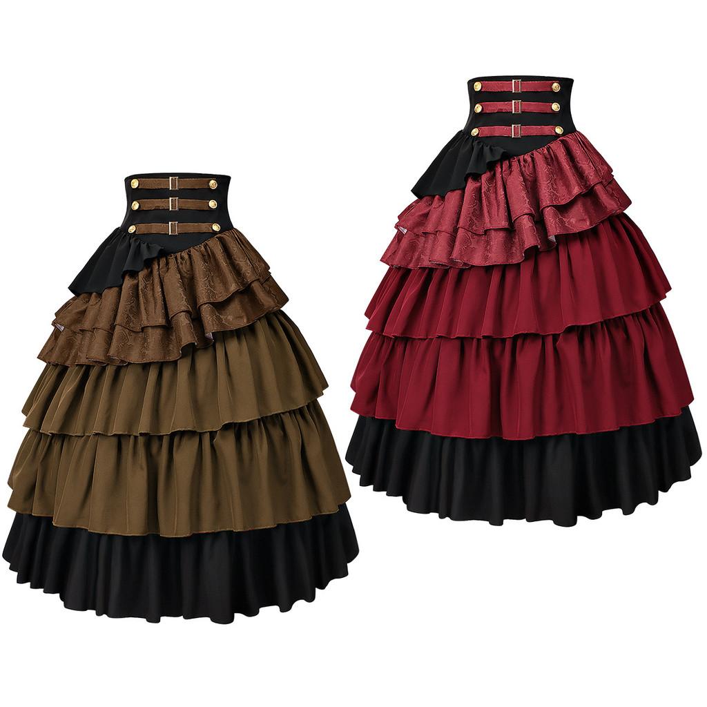 Falda Pirata Steampunk Gótica Para Mujer Con Volantes Superpuestos Para Fiestas de Disfraces