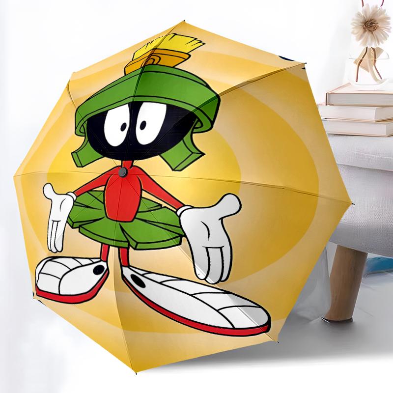 Marvin the Martian1 Print Automatic Umbrella, 8 Rib Iron Frame, Plastic Handle, Suitable for Outdoor Travel &Daily , Ideal Gift