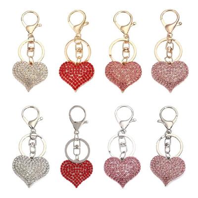 Stylish Heart Keychain Rhinestones Highlighted Charm Corrosion Resistant Key Chain for Keys or Bag Decoration