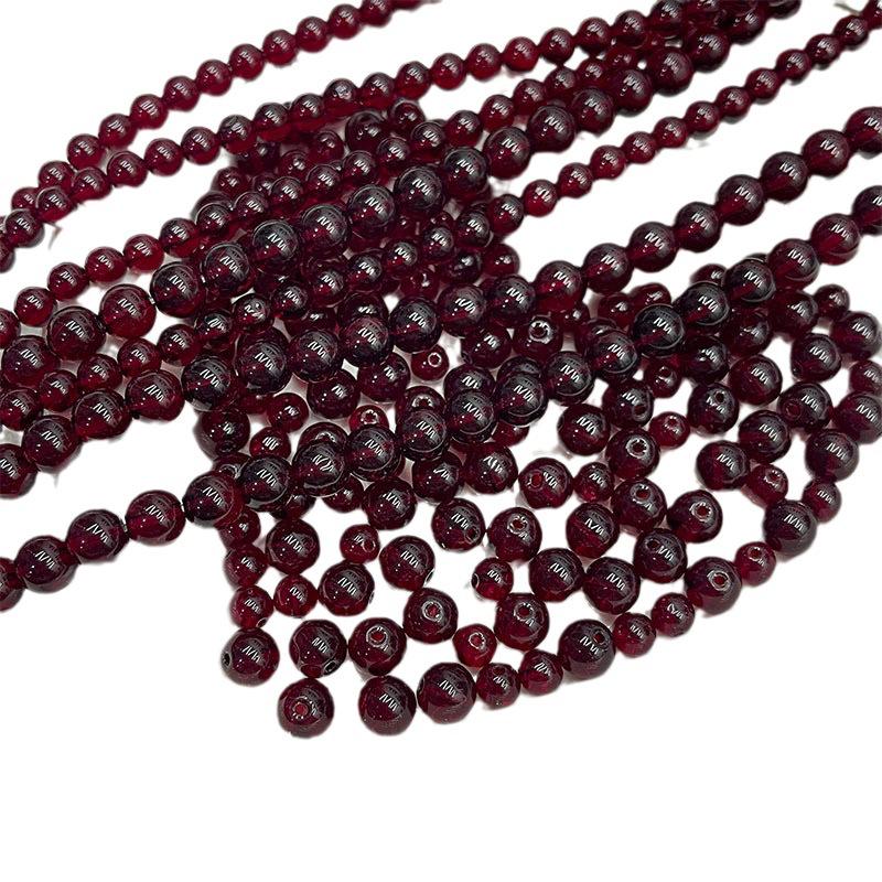 Imitation Garnet Glass Beads, Wine Red Round Loose Beads for DIY Jewelry Accessories