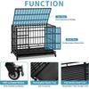 48 Inch Heavy Duty Indestructible Dog Crate with Wheels, Folding Metal Big Dog Cage for Large and Medium Dogs, Cage with Removable Wire Trays