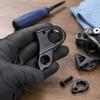 Machined Aluminum Rear Shifting Hanger, Part 10240 H695 with Frame Opening, Bushing Connection, Screw Mounting Point, and Included Screw