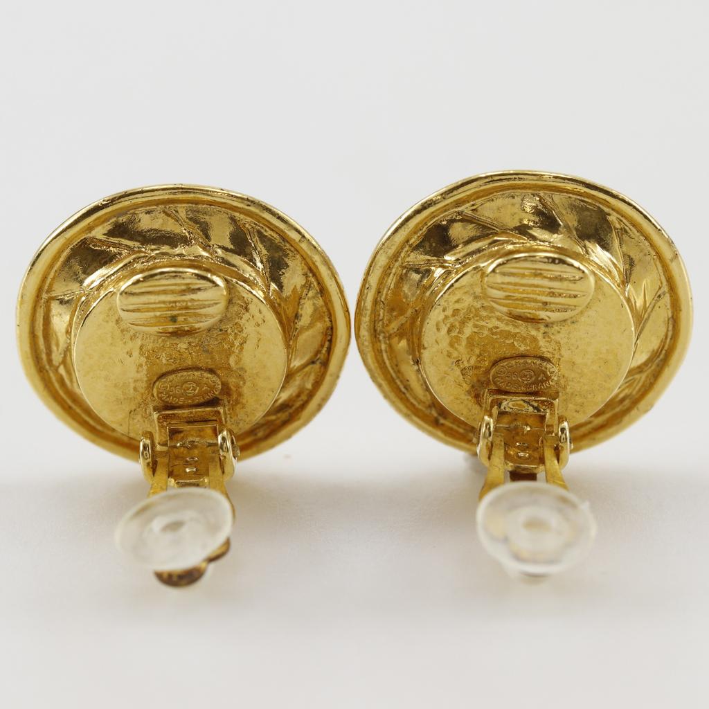 CHANEL COCO Mark Earring vintage Plated Gold/Fake pearl 15.0g Women Used