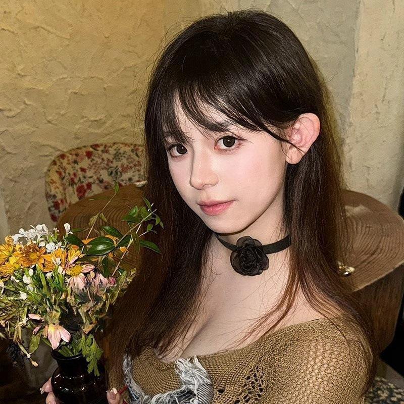Pure Desire Wind Rose Neck Tie Flower Necklace Female Choker Collarbone Chain Collar Accessories Neckband Camellia Flower Necklace