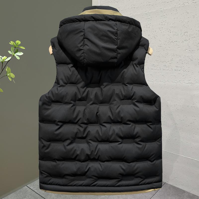 Fashion Winter Men's Sleeveless Jackets Hooded Waterproof Plus Size Thick Outerwears Man Warm Vest