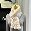 Korean Real Rex Rabbit Fur Whole Leather Woven Scarf Double-sided Thickened Warm Scarf Cute Ball Fur Collar Children