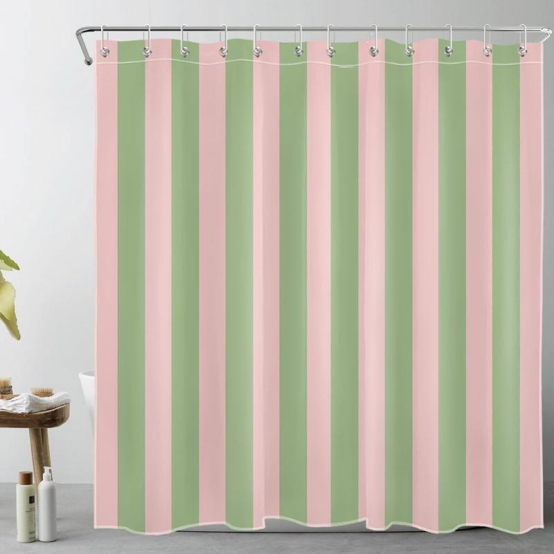 

Colorful Vertical Striped Waterproof Shower Curtain With 12 Hooks Bathroom Decoration Curtain For Privacy W60H190(CM)-1 Pcs