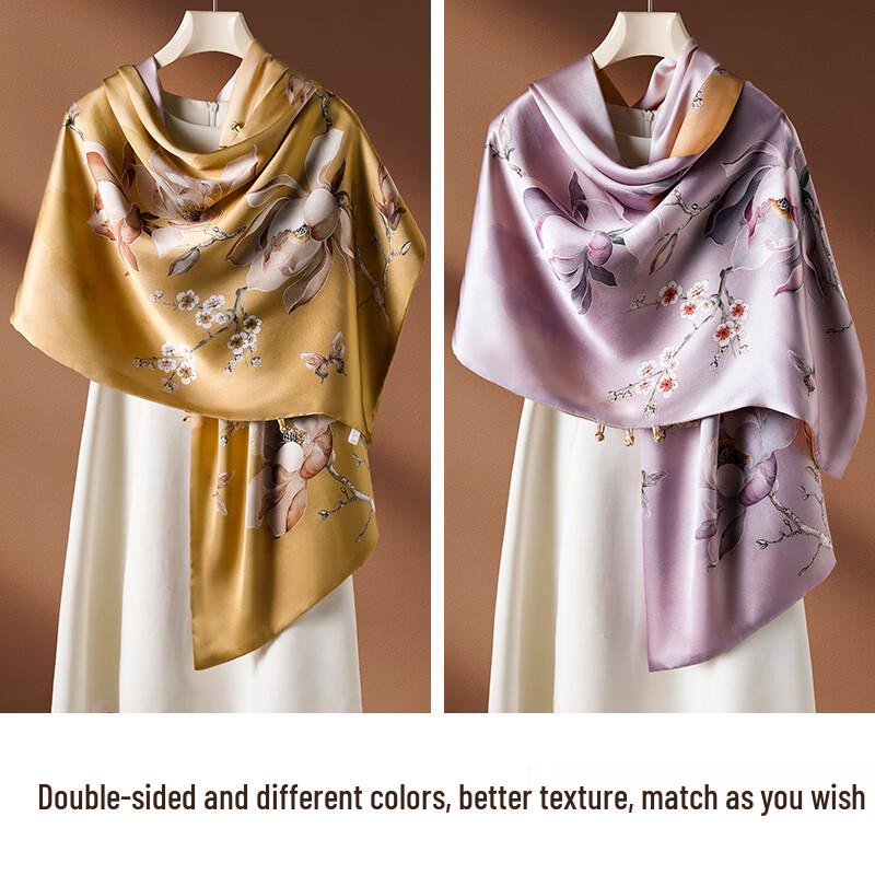 HANGSILU Chinese Style Mulberry Silk Scarf & Shawl for Women