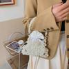 Exquisite foreign style handmade imitation pearl weave beaded women's small square bag new cute one-shoulder crossbody bag
