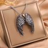 Retro Angel Wing Pendant Necklace: European & American Style for Men & Women