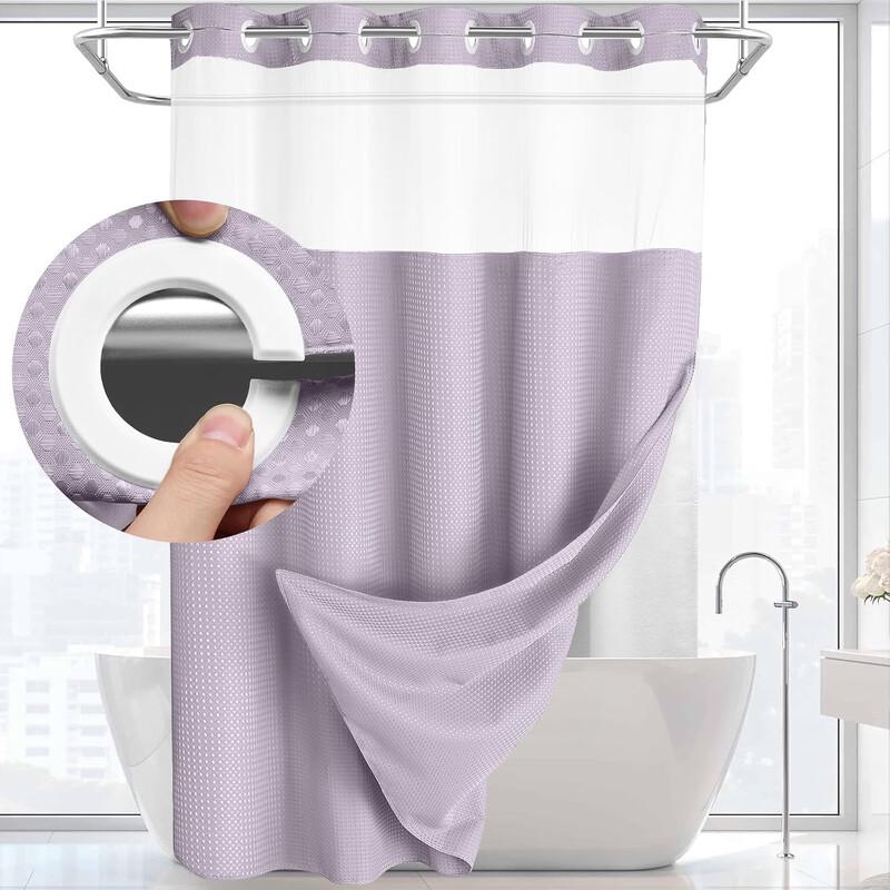 Hantun Lavender Waffle Weave Shower Curtain