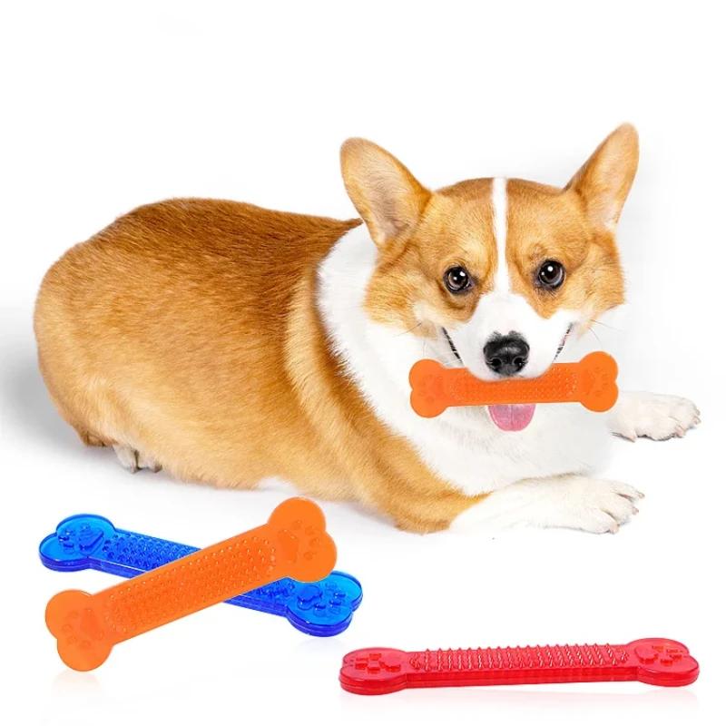 Dog Chewing Toys Durable Rubber Bone Puppy Teeth Cleaning Dental Care Multi Layered Textured Design Non Toxic Energy Release Mul