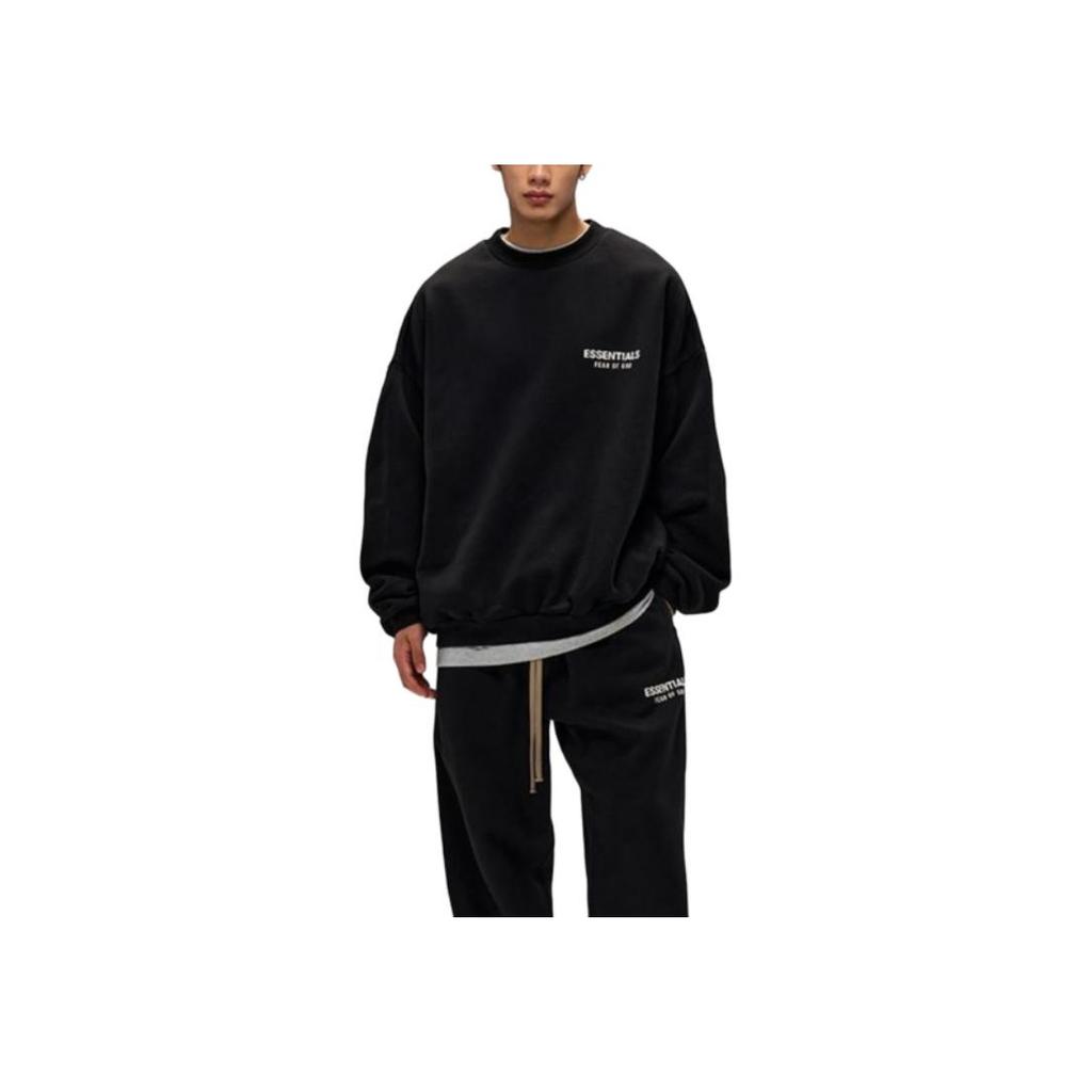 Fear of God Essentials Sudadera de Forro Polar Cuello Redondo II Negra Hombre Tops 192HO246260F