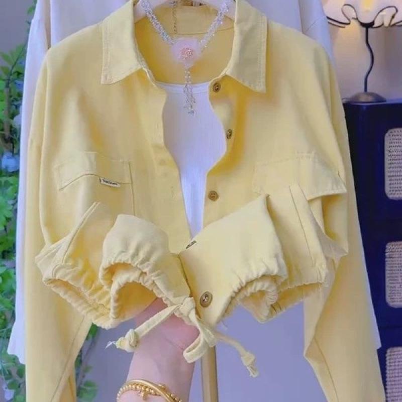 Women's Spring/Summer 2026 Pink Polo Collar Short Shirt Jacket
