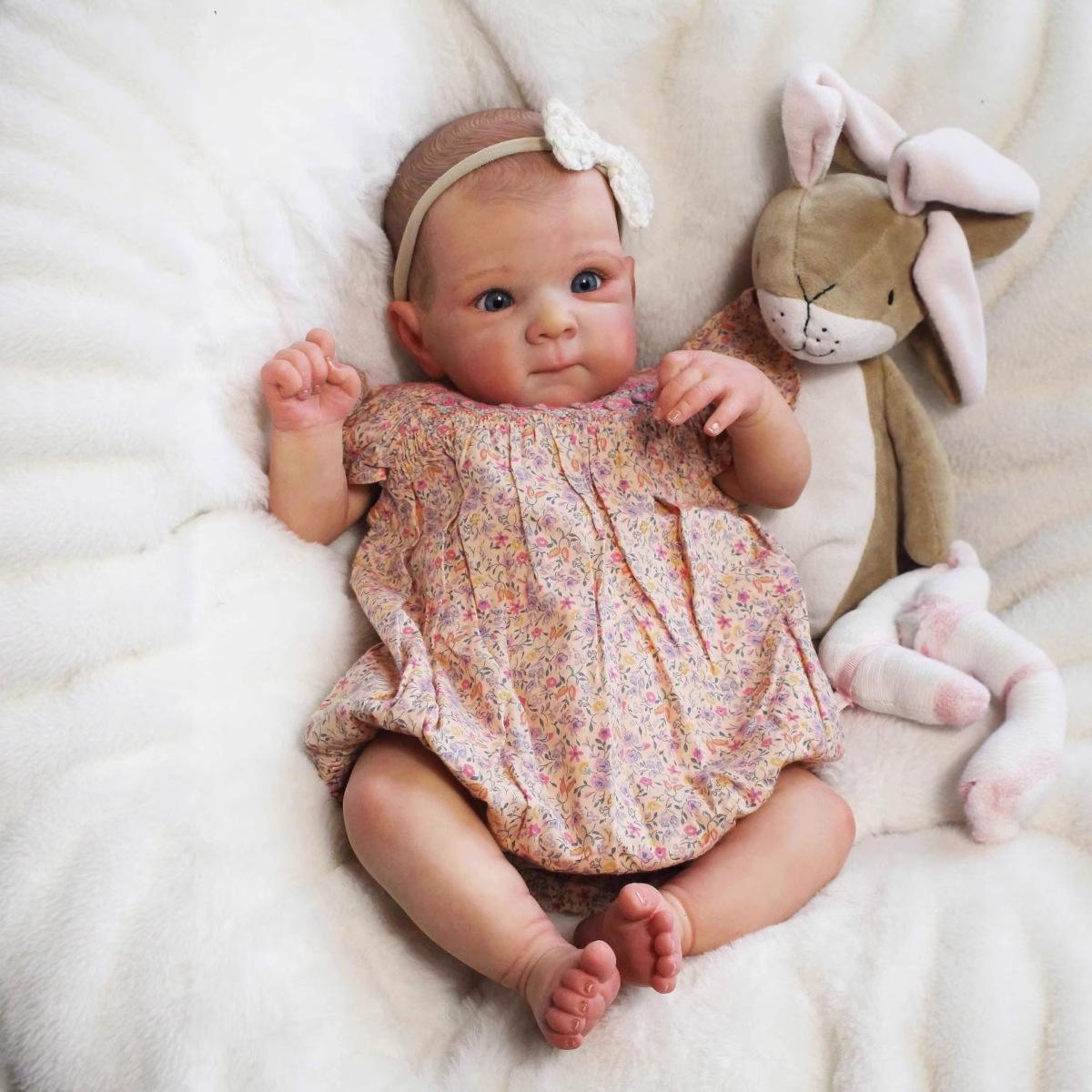 18 Bettie Reborn Doll in Floral Jumpsuit 18-inch Cloth Body Doll