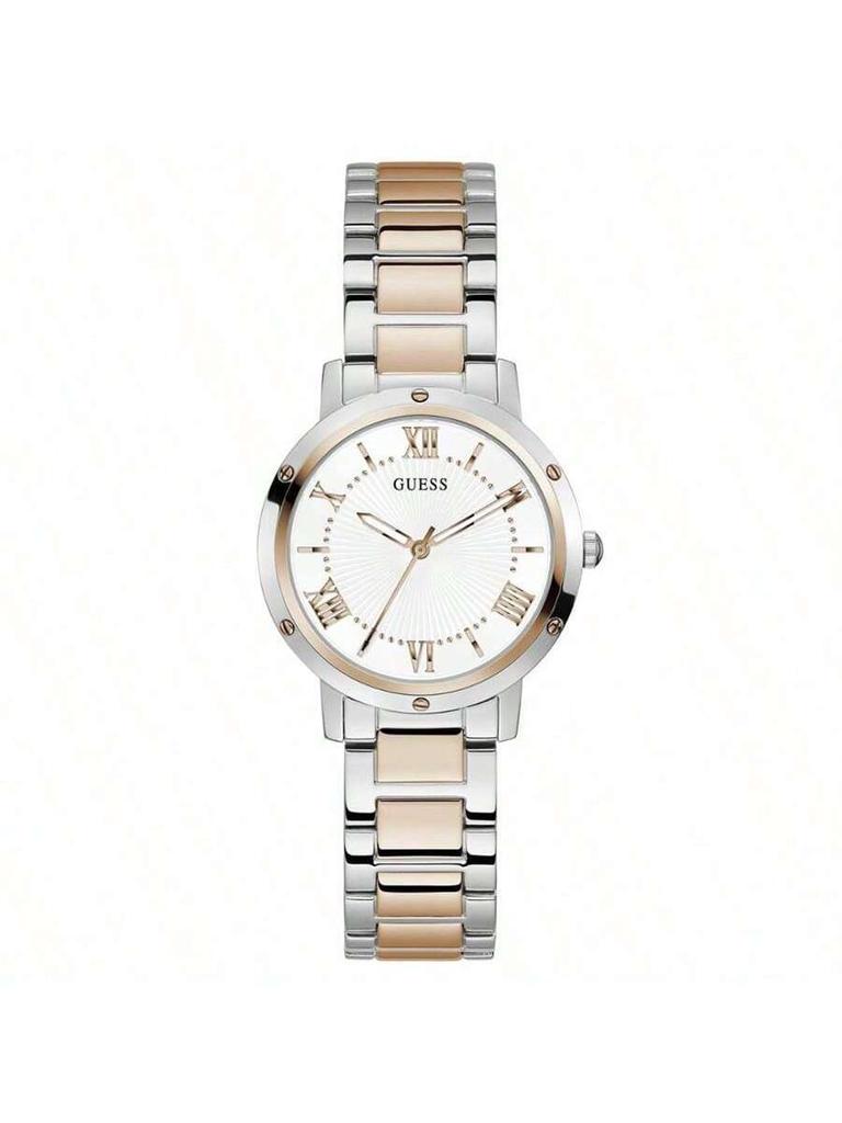 Guess Women's Analogue Quartz Watch – 34 mm Silver Stainless Steel Case & Bracelet, 30m Water-Resistant Fashion Accessory-GW0404L3