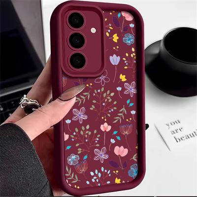 Case For Samsung Galaxy S25 Edge S25 S24 S23 Ultra Plus S24 FE A53 A54 A14 A35 A15 A55 A25 A16 A56 A36 5G Flower Print TPU Cover