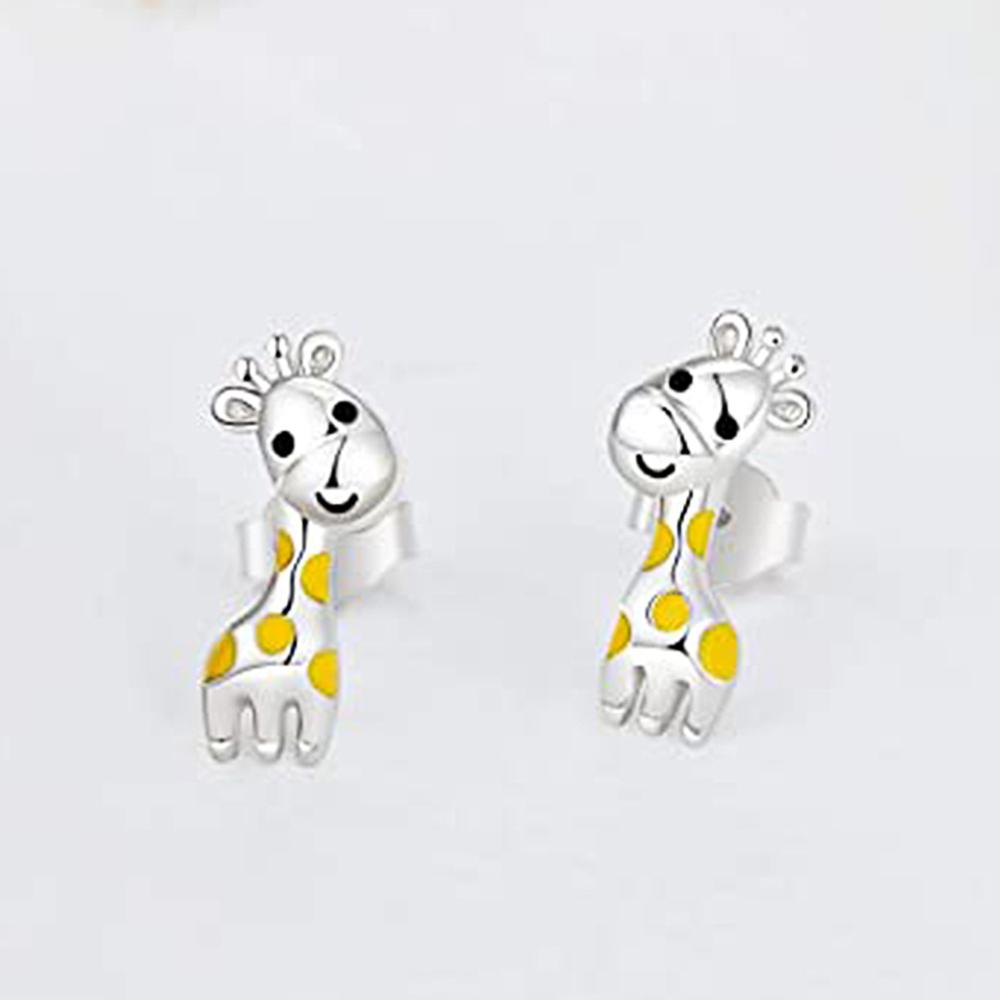 Lovely Giraffe Earrings Black Eyes Yellow Spotting Enamel Jirafa Animal Stud Earrings for Women Nice Gift Fashion Jewelry