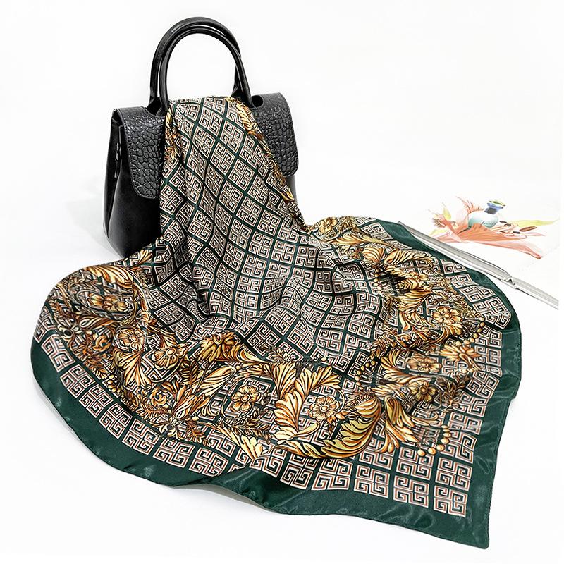 

Высококачественные роскошные шелковые шарфы, повязка на голову, шарфы, шейный шарф для женщин, шелковый шарф с цепочкой, женская декоративная шаль 90*90cm