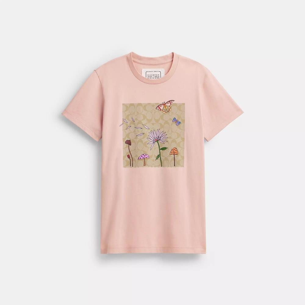 

Coach Coach X Observed By Us Florals Signature Square T Shirt In Organic Cotton pink XLarge