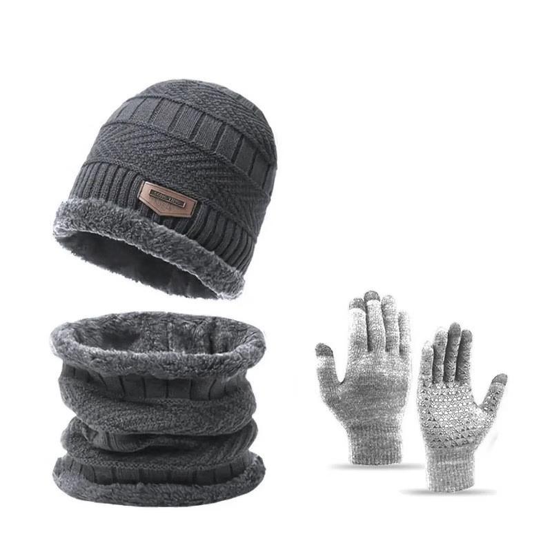Winter Knit Hat, Touchscreen Gloves & Neck Warmer Set